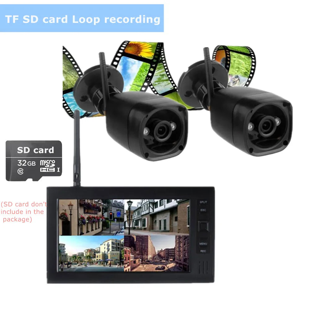 7" lcd cctv security system wifi wireless camera