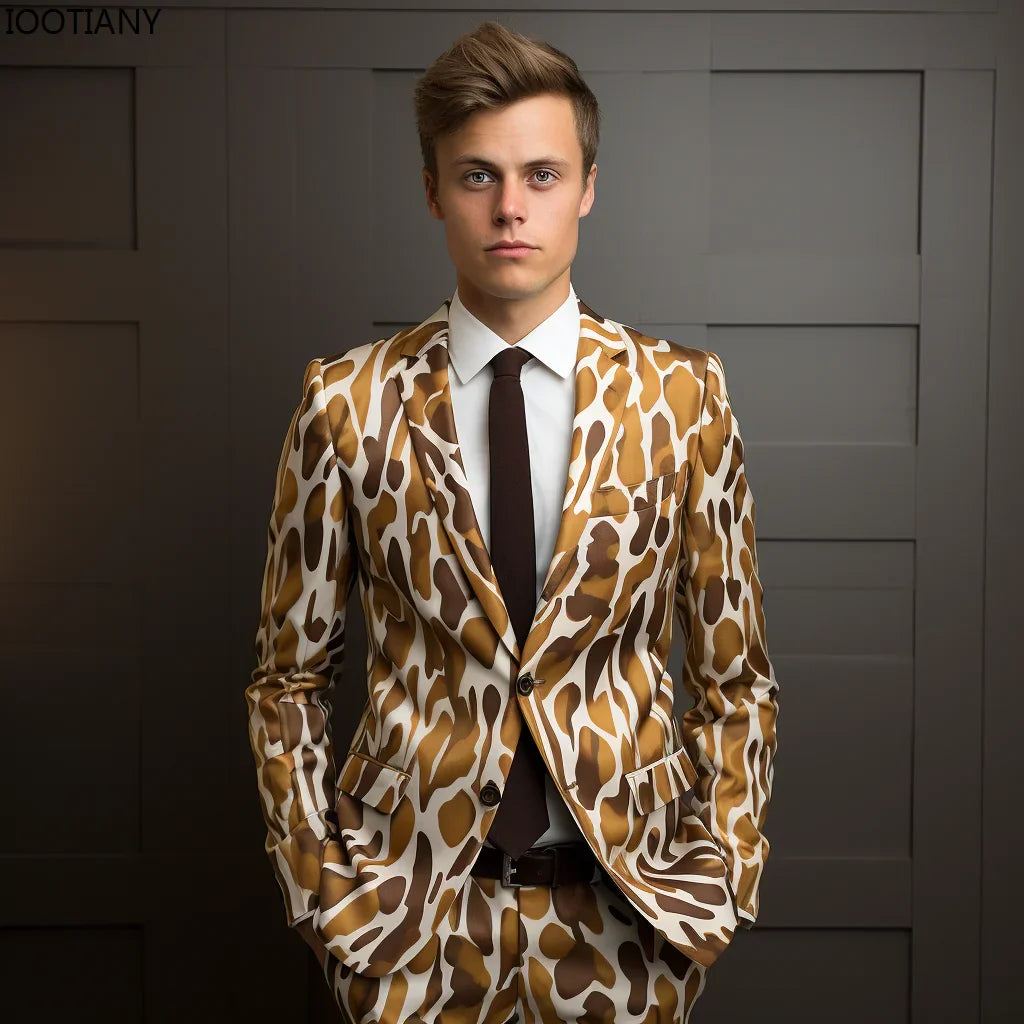 2024 Leopard Print Men's Trouser Suit Men's 3d
