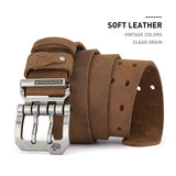 BISONDENIM Luxury Designer Belts for Men Vintage Spilt