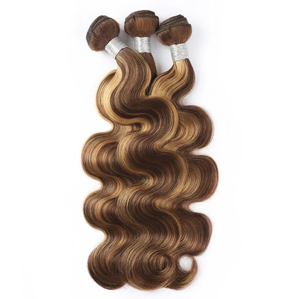 P4/27 Highlight Body Wave 3/4 Human Hair Bundles