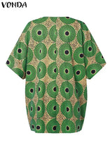 Plus Size 5XL VONDA Vintage Printed Blouse Women