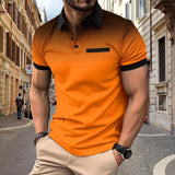 Summer Mens Lapel short-Sleeved T-shirt Contrasting Color polka