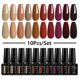 10Pcs Nude Glitter Gel Nail Polish Set Purple