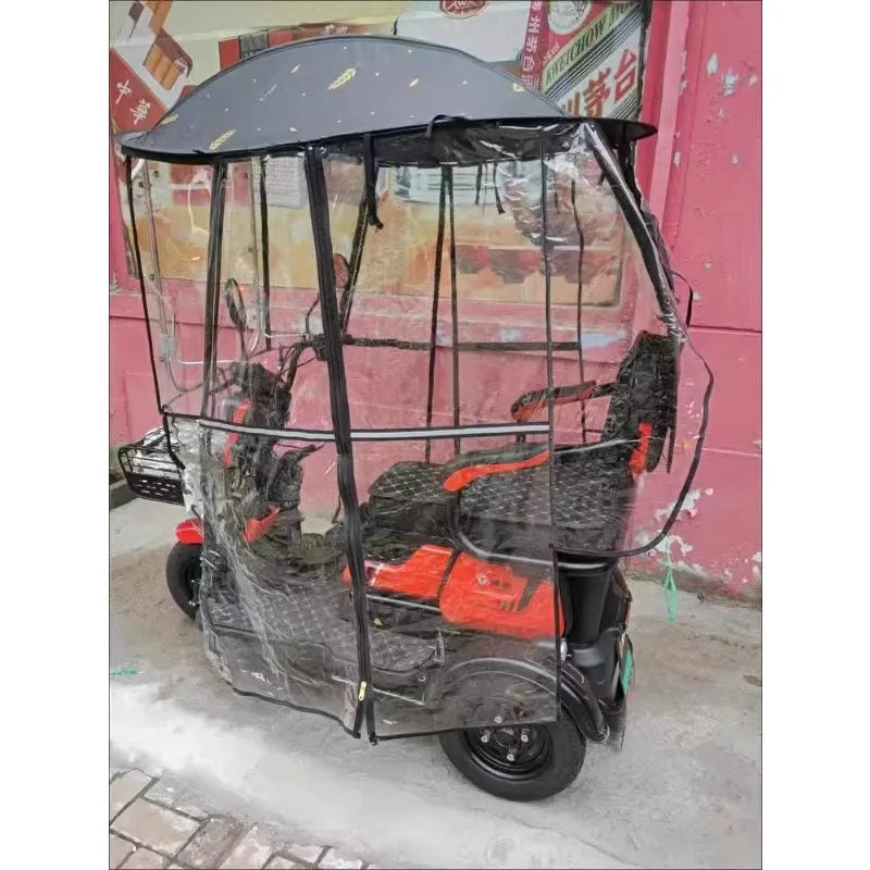 Electric vehicle canopy tricycle fully enclosed windshield rain