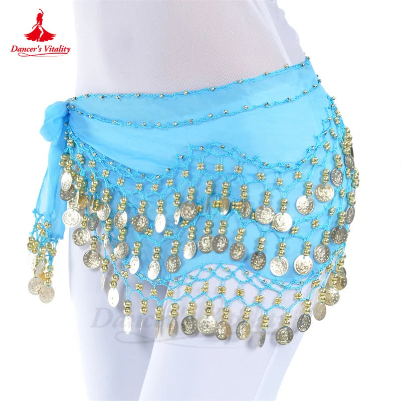 Belly Dance Belt for Women Chiffon Gold Coines