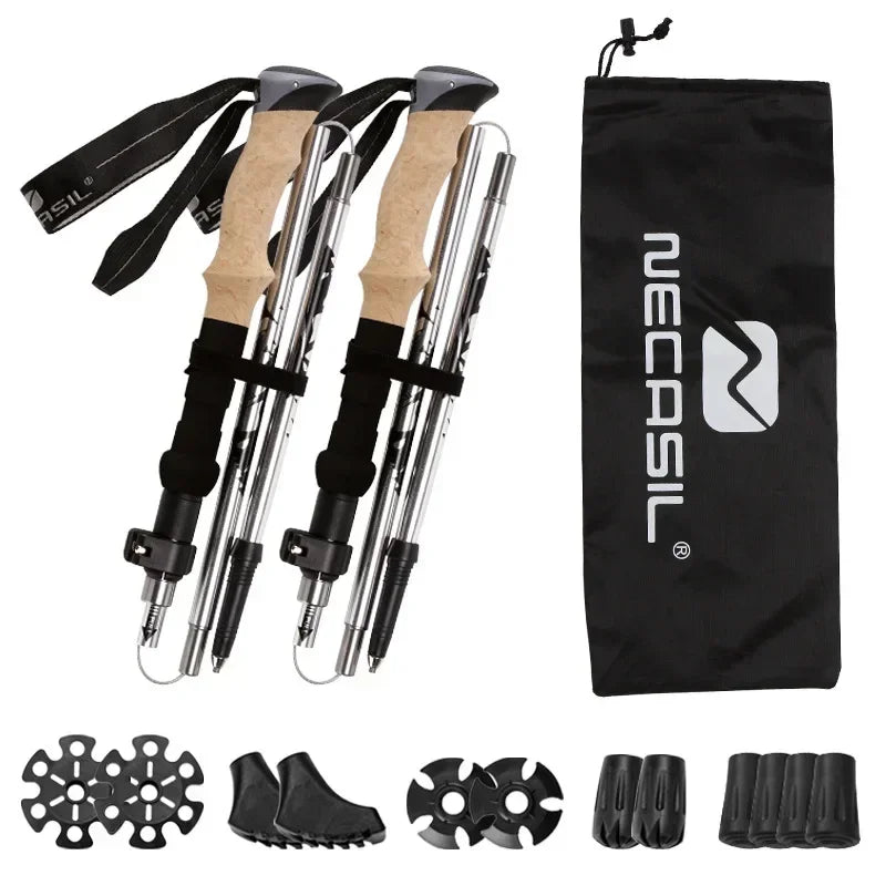 32-125cm 5 Sections Trekking Poles Ultralight Aluminum Alloy