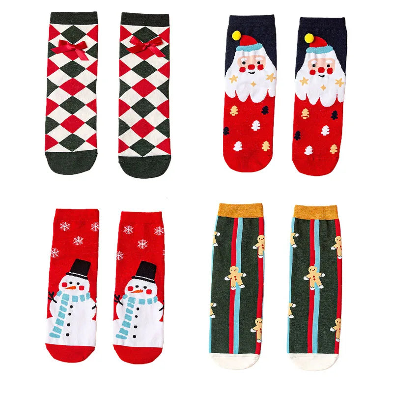 4 Pairs/Lot Children Girls Socks Christmas Socks For