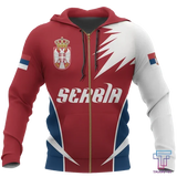 Serbia 3D hoodie National Flag Emblem Zipper Hoodie