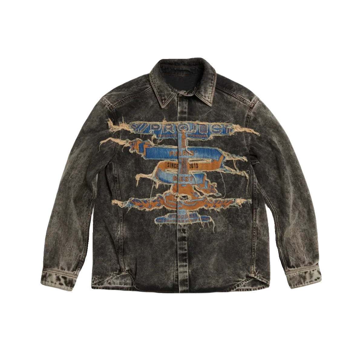 Denim Jacket Embroidery Men Women Distressed Long Sleeve