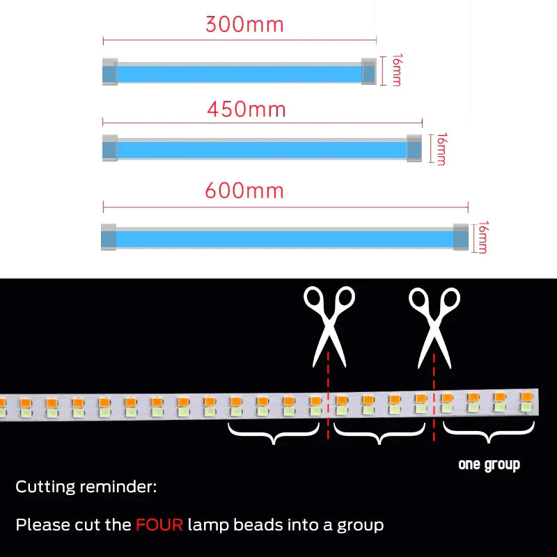 2Pcs LED DRL Flexible Waterproof Strip Lights