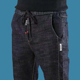 Men's Winter Pants Fleece-lined Jeans Brushed Black Street