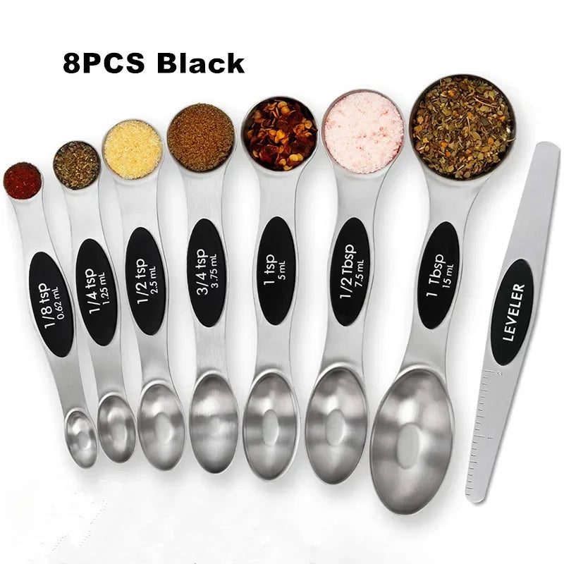 8 Pieces Magnetic Measuring Spoons Set Dual Sided