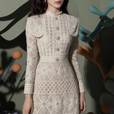 French Style Womens Prom Dress Elegant Longsleeved Waist