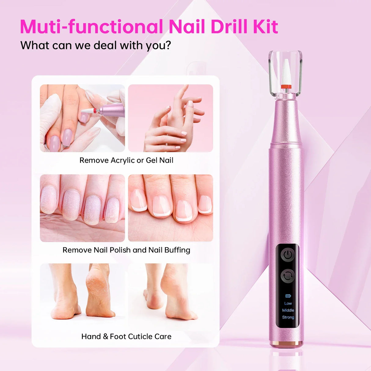 New Rechargeable Nail Drill Machine With Large HD