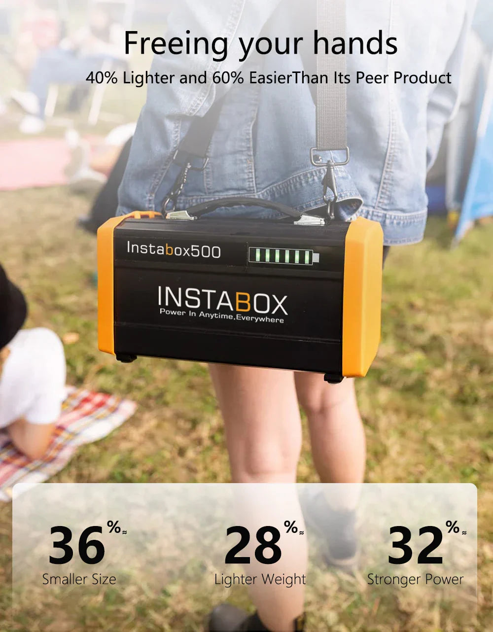 INSTABOX 600W Portable Power Station 444Wh IP23 Solar