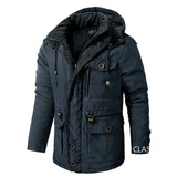 Men Long Down Jackets Warm Parkas Hooded Casual