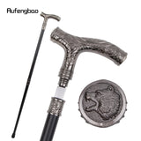 Silver Roaring Bear Head Flower Walking Stick with