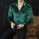 Men's Shirts Autumn Winter Luxury Velvet Social Shirt