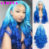 AIMEYA Ombre Purple Synthetic Lace Front Wigs for
