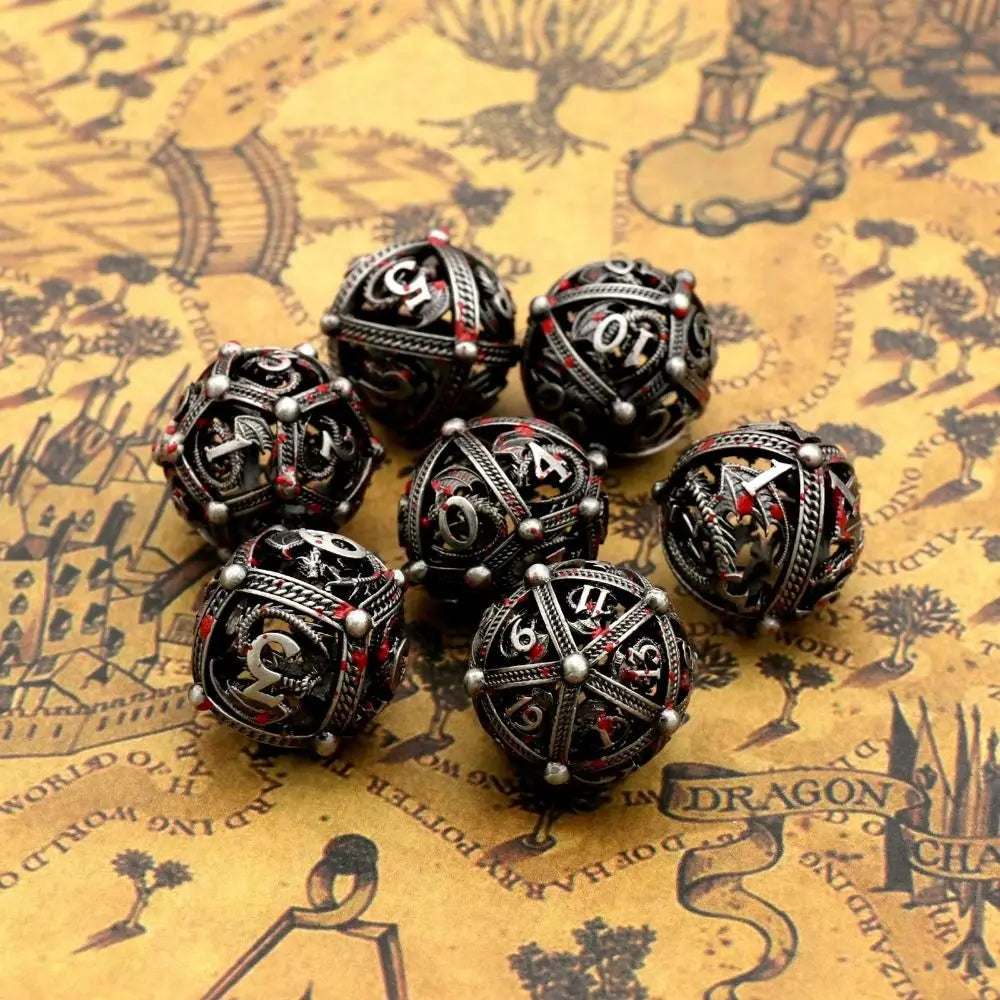 7Pcs/set Hollow Roung Dragon for DND Dice Party