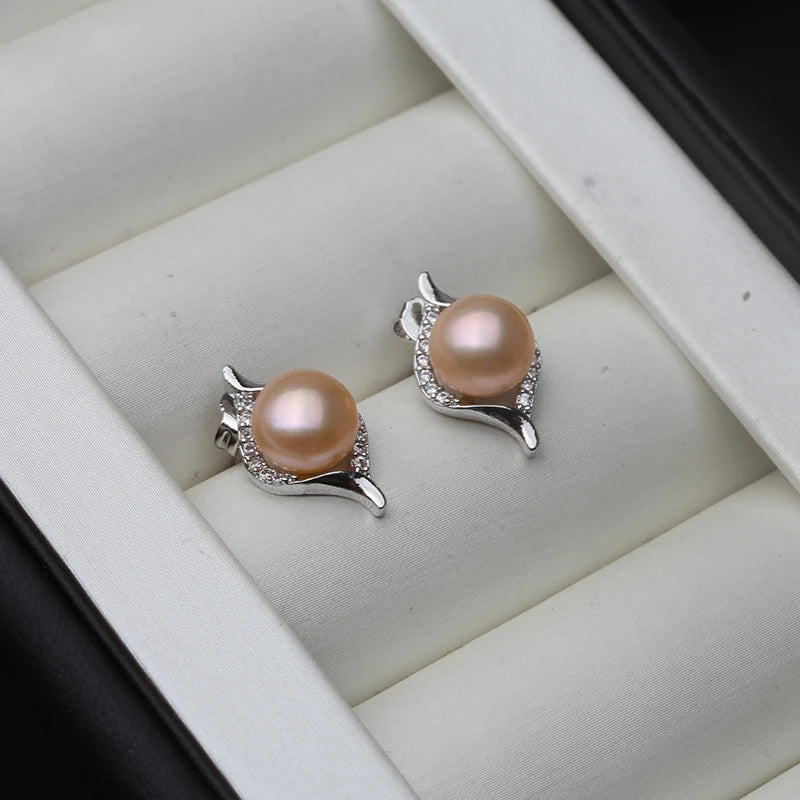 Genuine Freshwater Natural Pearl Stud Earrings Women,Beautiful Small