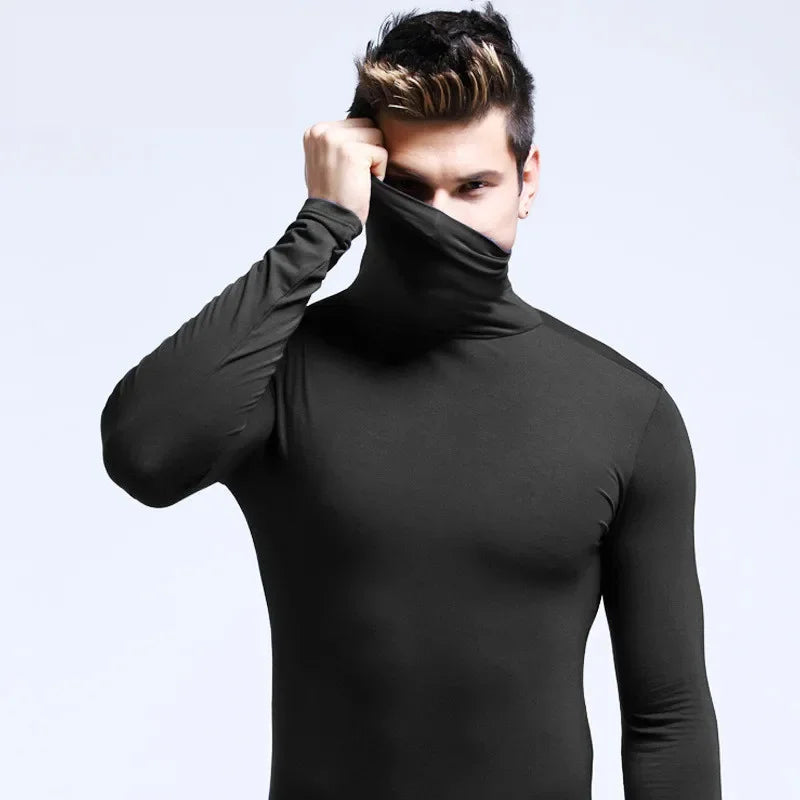 High Collar Undershirts Men Long Sleeve Tops Thermal