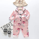 Toddler Girls Silk Satin Pajamas Sets Cartoon Kids