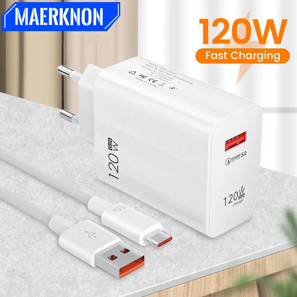 120W USB GaN Charger Quick Charge 3.0 Fast