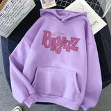 Bratz Letter Printed Plus Size Hooded Sweatshirt Men