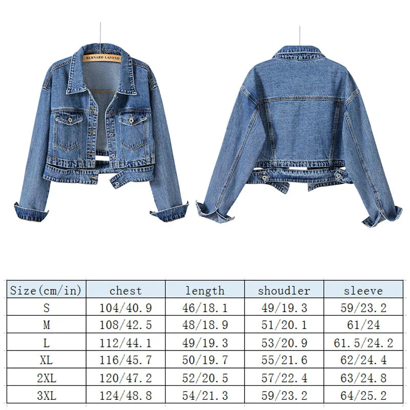 Spring Autumn Women Denim Jacket Casual Long Sleeve