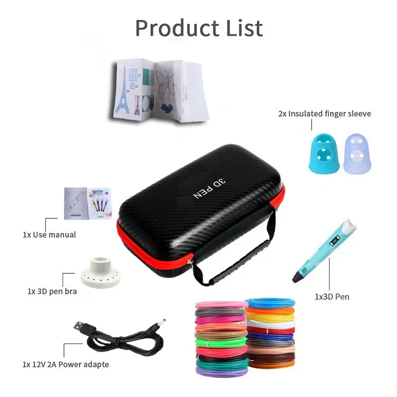 Creative 3D Printing Pen Set with Travel Case