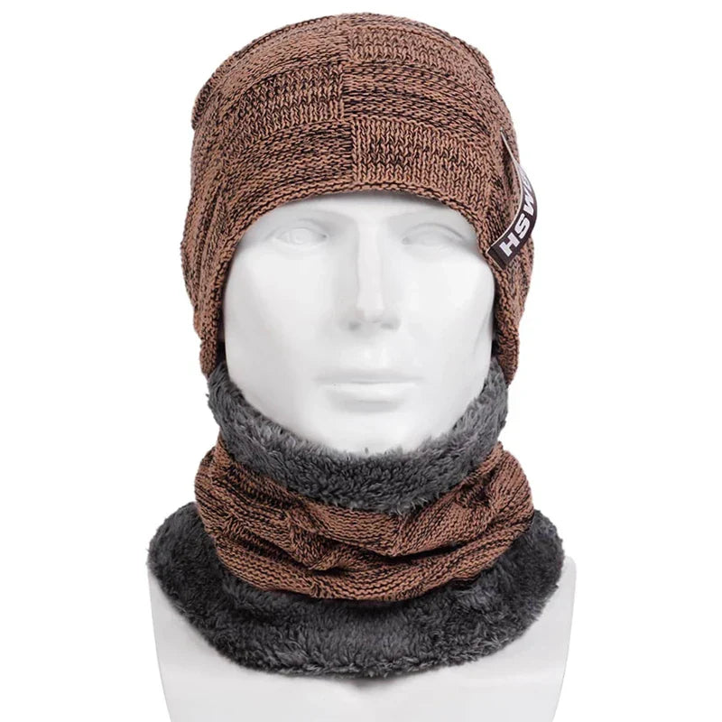 Winter Beanie Hats Scarf Set Warm Knit Hat