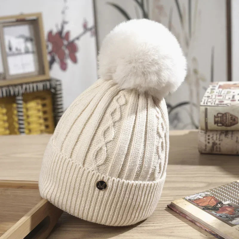 Winter Hats for Woman Thicker Beanies Chenille Ball