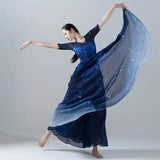Starry Sky Blue Gradient Chiffon Dance Suit Women