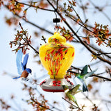 Hummingbird Feeder for Outdoors Hanging Hand Blown Glass