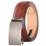 Plyesxale Brown Leather Belt Men 2024 Automatic Buckle
