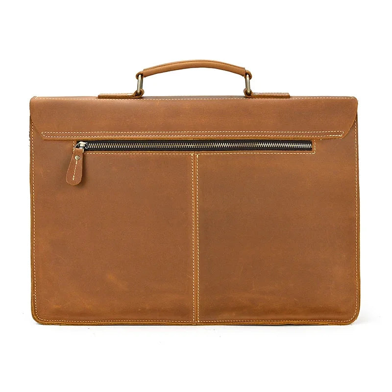 15.6" Genuine Leather Laptop Bag for Men - Cowhide Briefcase & Messenger Tote