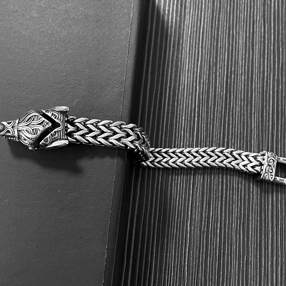 Nordic Viking Bracelet for Men Vintage Wolf Head