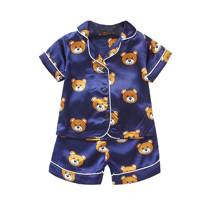 Toddler Silk Satin Pajamas Pyjamas Set Baby Sleepwear