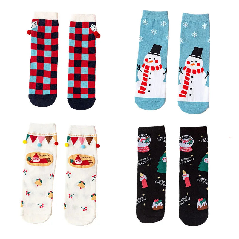 4 Pairs/Lot Children Girls Socks Christmas Socks For