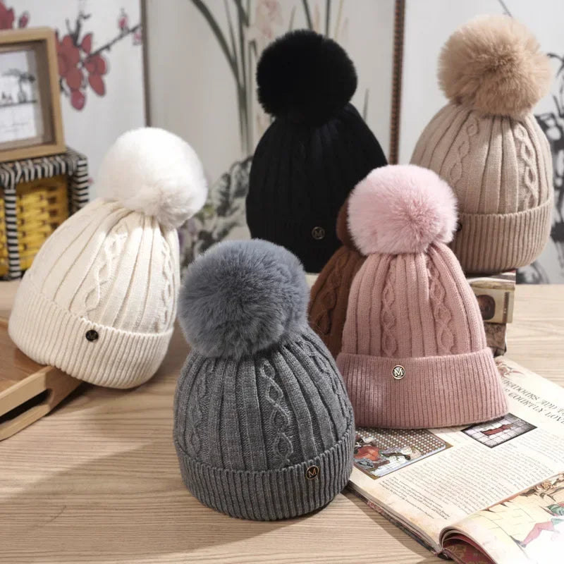Winter Hats for Woman Thicker Beanies Chenille Ball