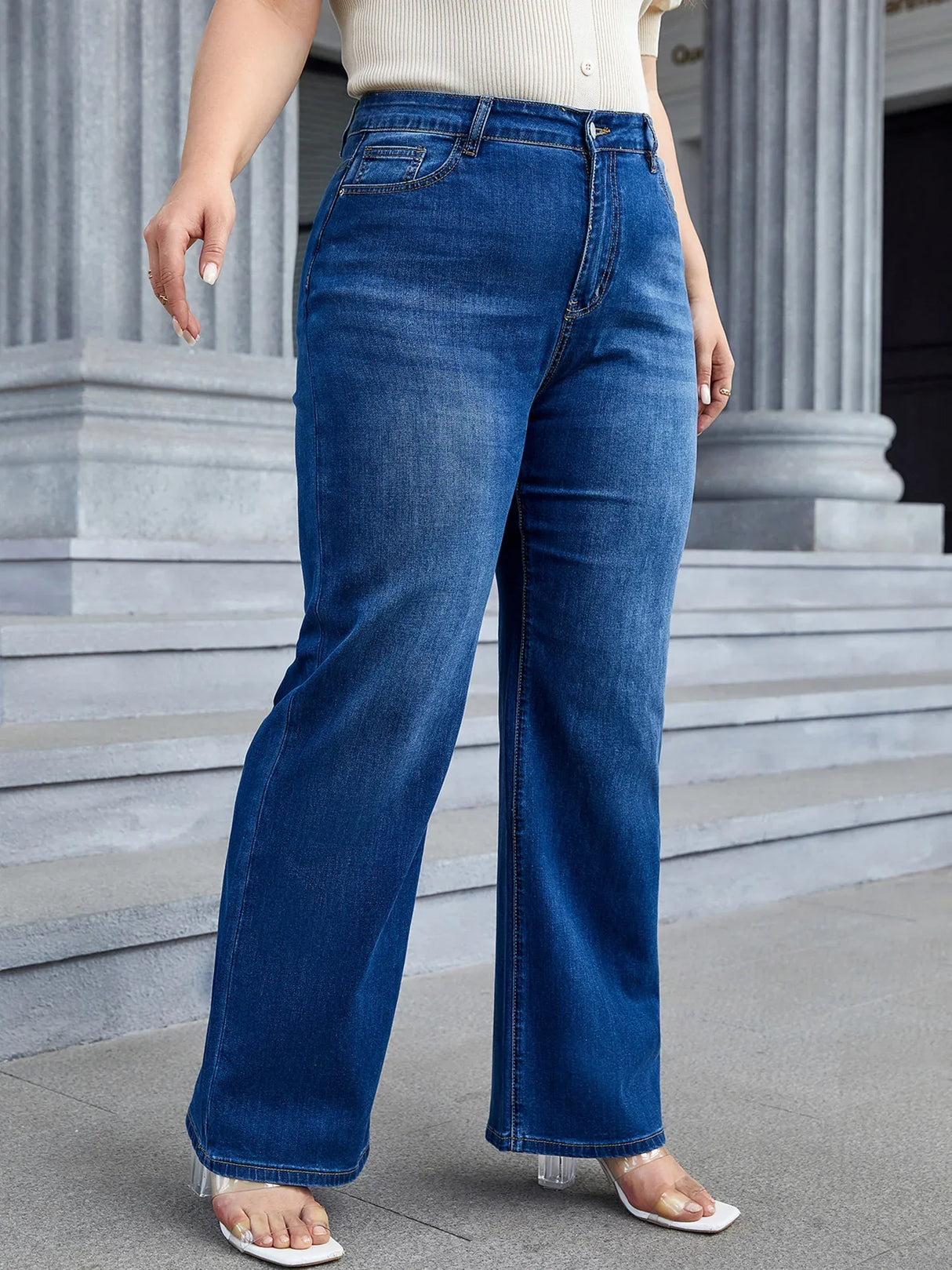 Plus Size Wide Leg Jeans for Women High