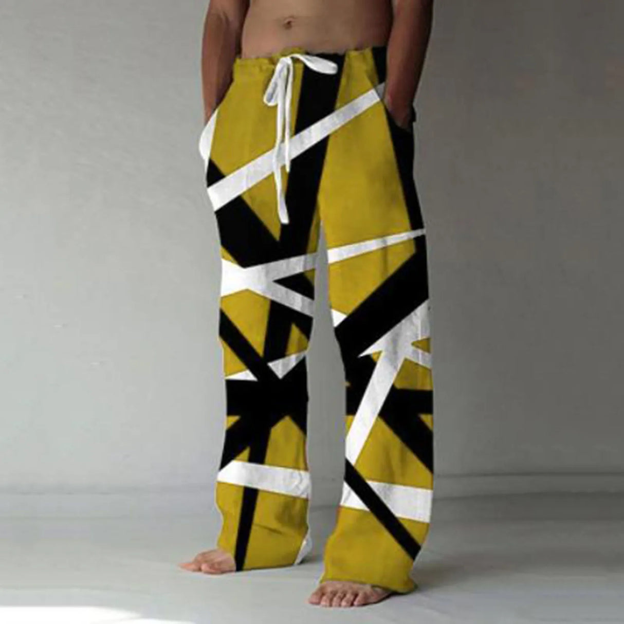 Mens Summer Fashion Casual Sweatpants Patchwork Color Print