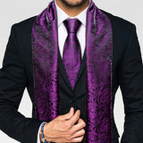 New Fashion Men Scarf Tie Set Blue Gold