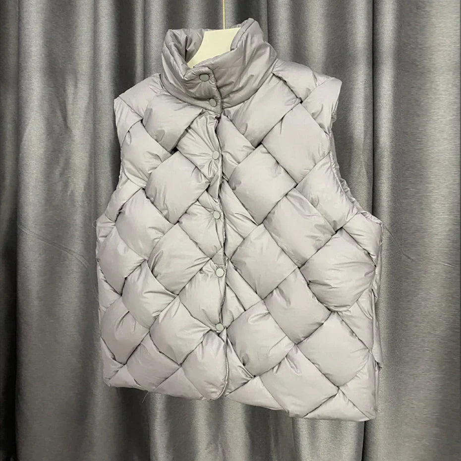 Fashion Weave Vest Men Winter Padded Vests Puffer