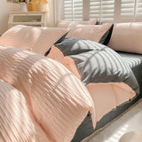 Seersucker Bedding Set Duvet Cover Flat Sheets Pillowcase