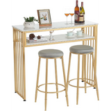 GOLASON Bar Table Gold Bar Table, High Top