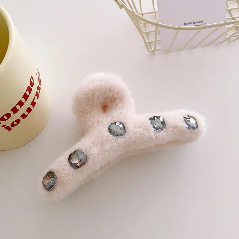 Autumn Winter Retro Oversized Geometric Plush Hair Clip