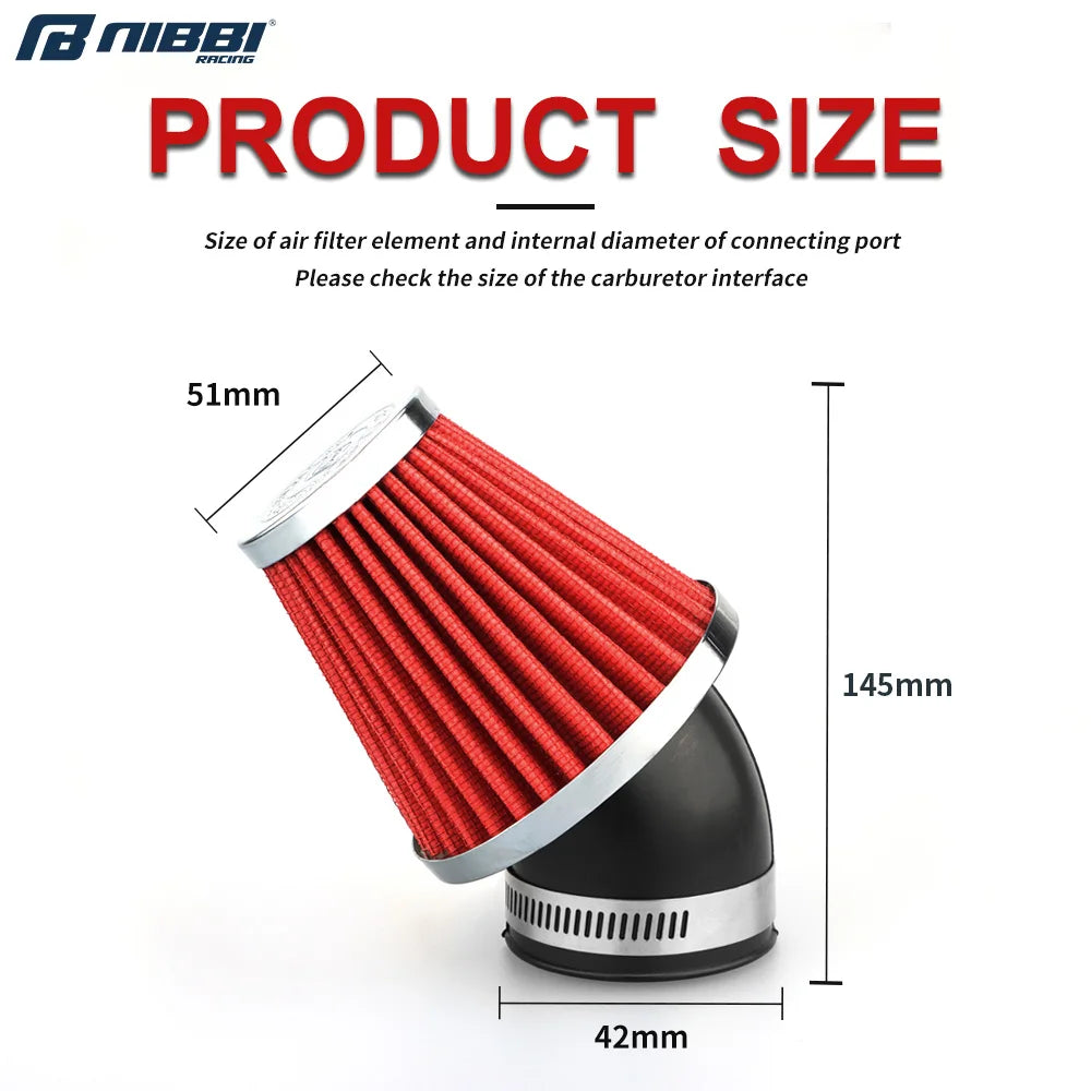 NIBBI Motorcycle Air Filter 4248mm Universal Carburetor Bend