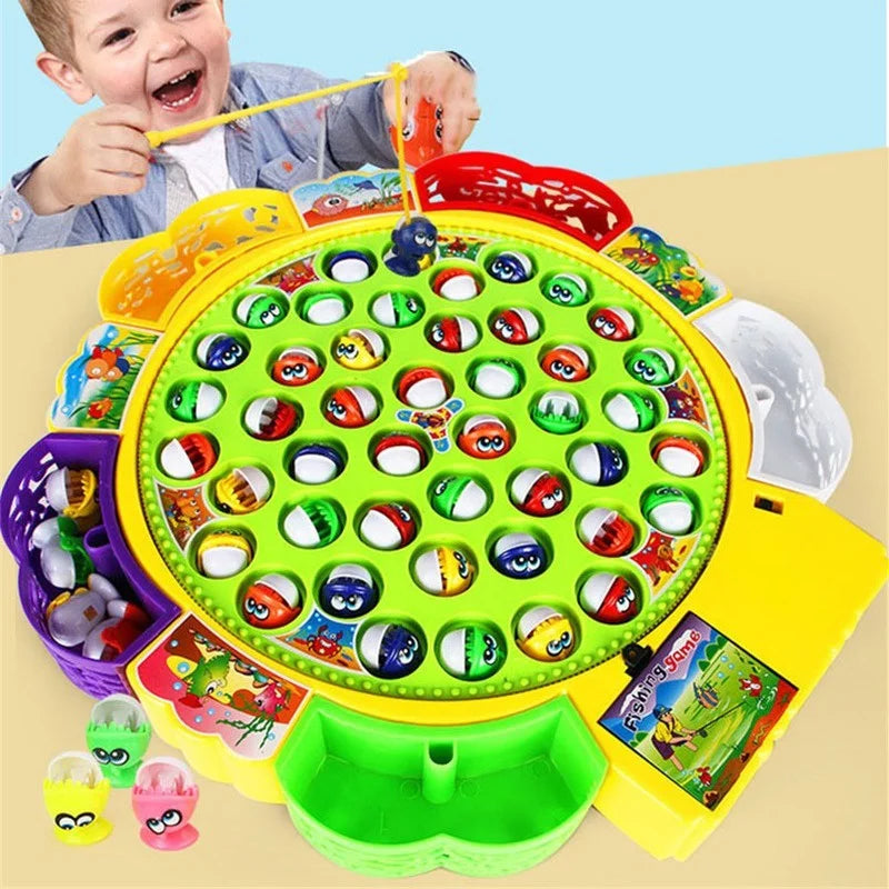 Electric Musical Rotating Fishing Toy Children Board Play